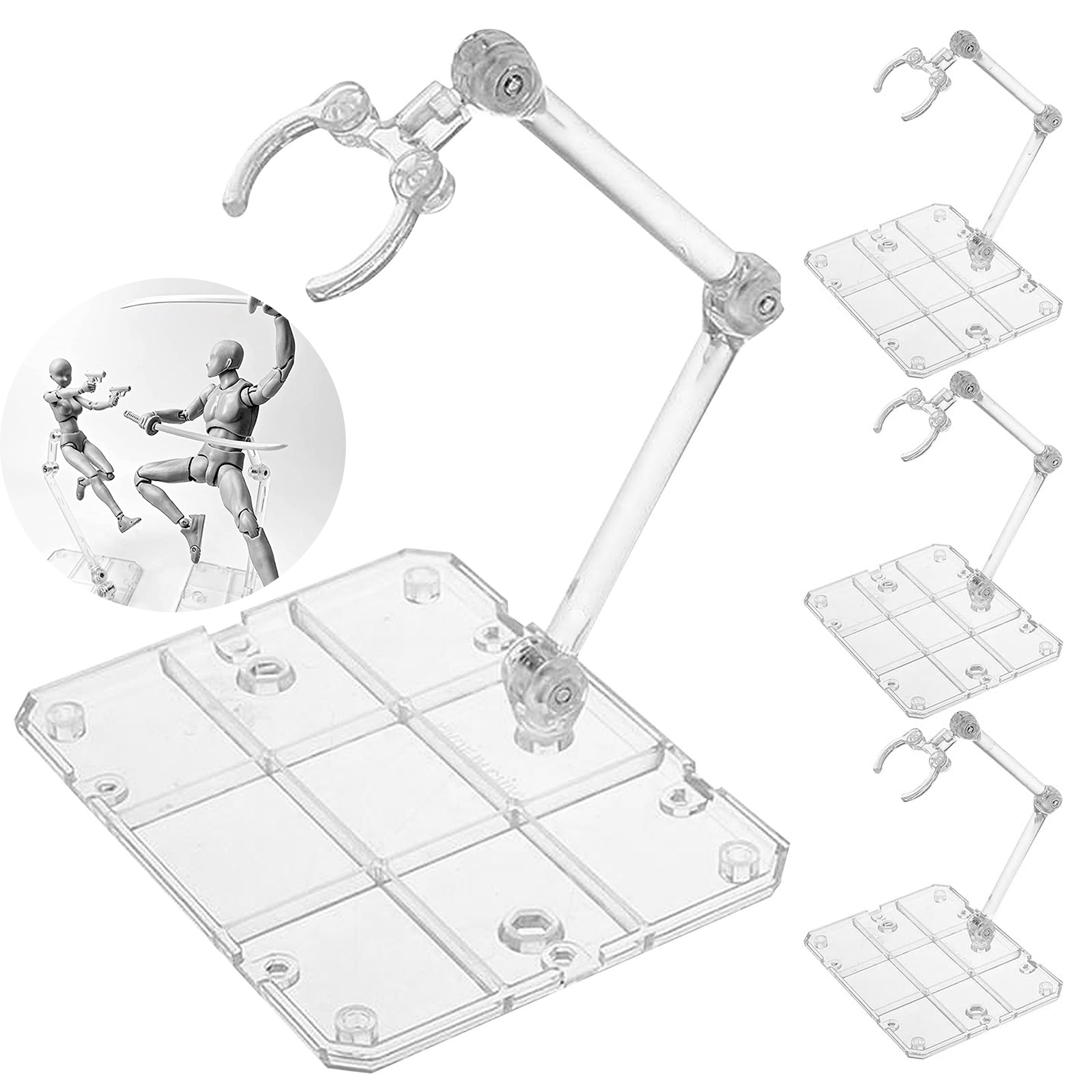 Action Figure Stand - Support de figurine d'action transparent, Support