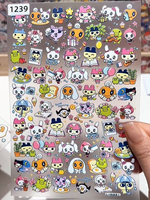 Bandai Model Tamagotchi - Nouveaux autocollants Tamagotchi gaufrés et imperméables,